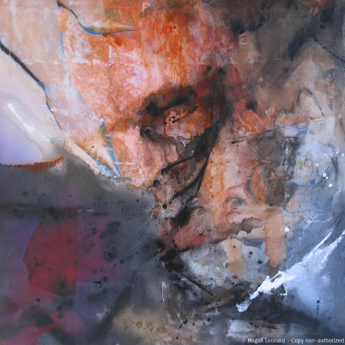 Spatiale, 2007, Mixed media on canvas, 39, 37 X 39, 37 inches, 100 X 100 cm copie